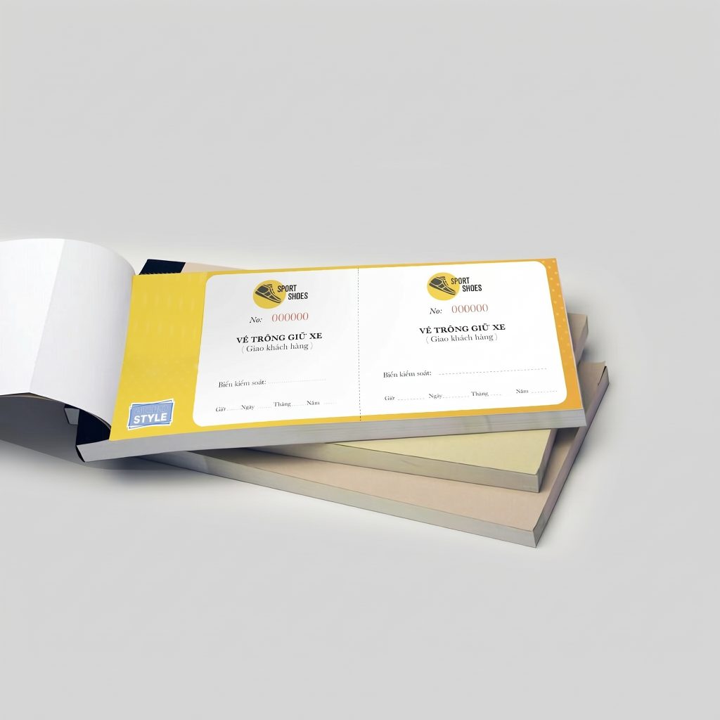 Mẫu in vé gửi xe, vé sự kiện đóng số nhảy răng cưa lấy ngay tại PrintXpress