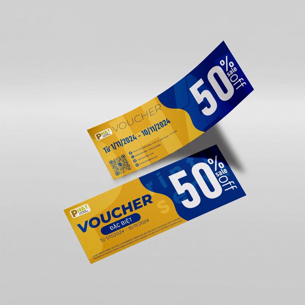 Mẫu in voucher, in thẻ giảm giá, thẻ quà tặng thiết kế sang trọng lấy ngay tại PrintXpress